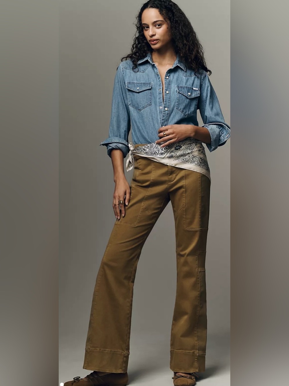 Pilcro Wide-Leg Utility Pants in Brown